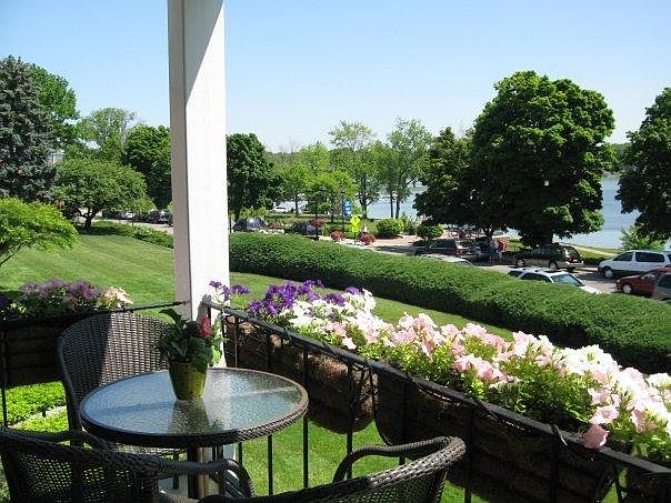 Balcony furniture and view looking northeast.