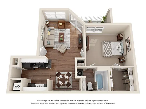 Floor plan 1 Bed 1 Bath Luxury Renovated 594 sq ft