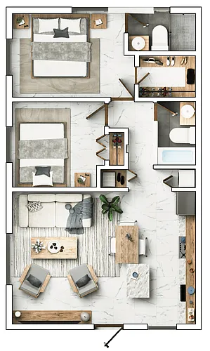 Floor plan 2 Bedrooms, 2 Bathrooms