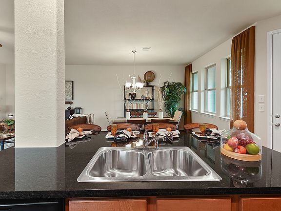 Kitchen overlooking dining area