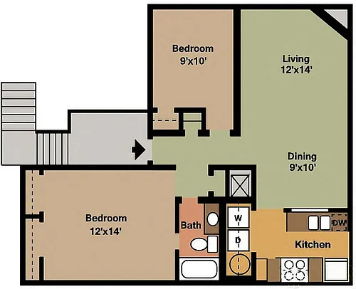 Floor plan Two Bed - One Bath