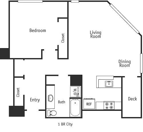Floor plan 1 Bed City 880