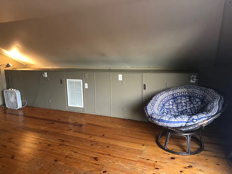 A closer look at left side storage cabinets
