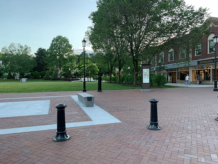 The T station is behind