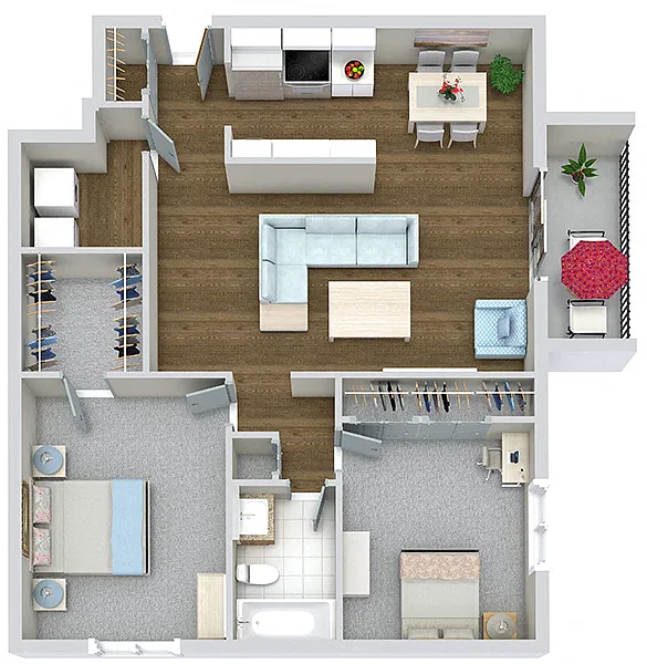 Floor plan 2 Bedroom 1 bath