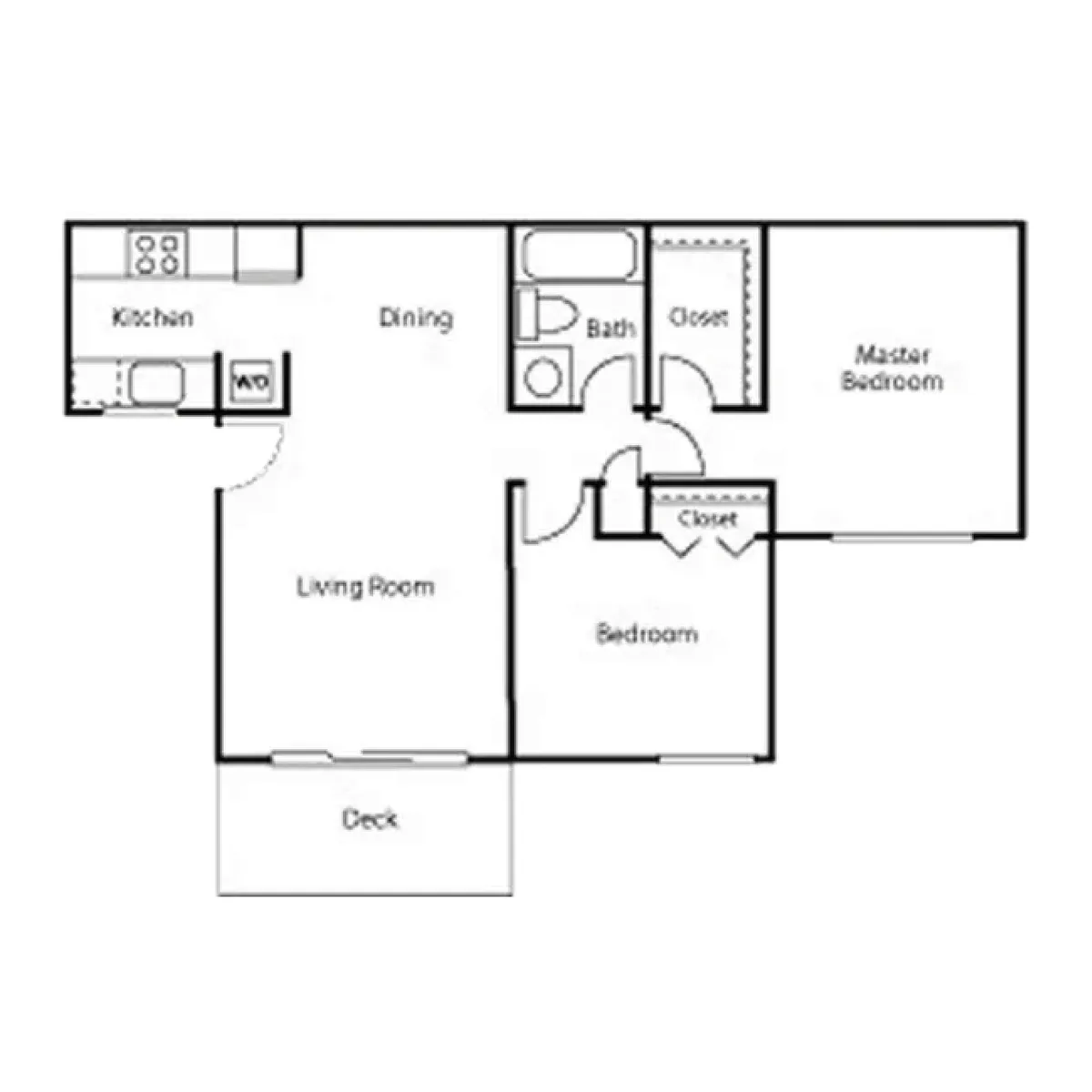 Floor plan 2 Bed, 1 Bath A Upgraded