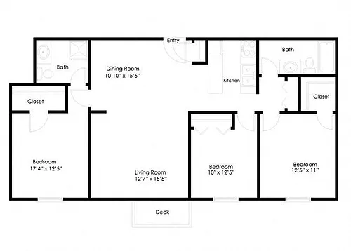Floor plan Three Bedroom - Somerset