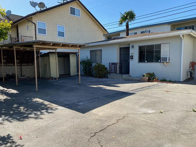 Parking spaces (left) and front of back unit (right)
