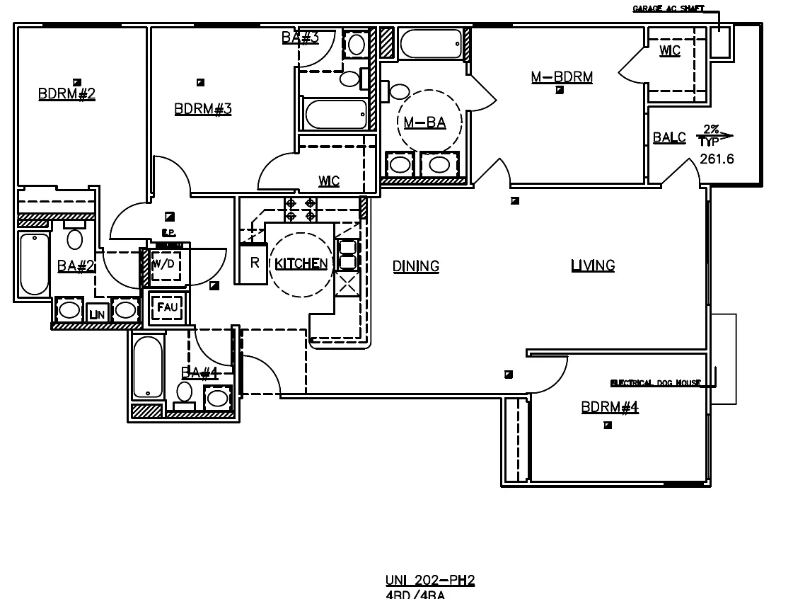 Floor plan Four-Bedroom Four-Bathroom - B