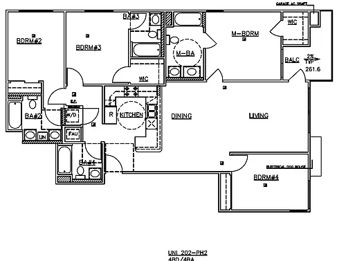 Floor plan Four-Bedroom Four-Bathroom - B