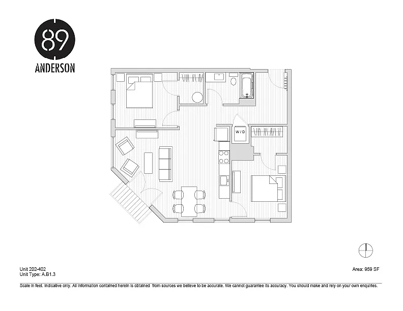 Floor plan 89 Anderson 2BD Plan C