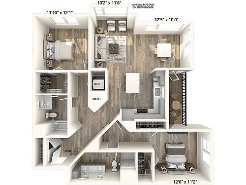 Floor plan BM15-1289sf-Apt400-600