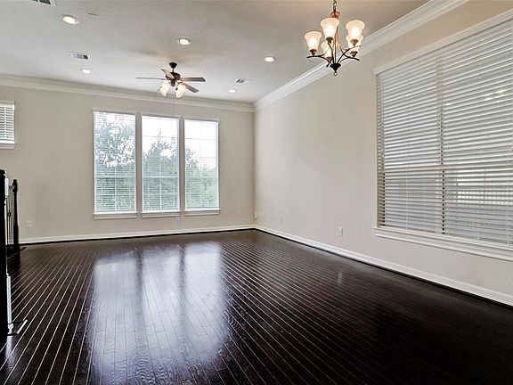 The living and dining room are combined for more flexibility for furniture placement