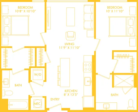 B2 | 2x2 | 935 sq ft B2 | 2x2 | 935 sq ft