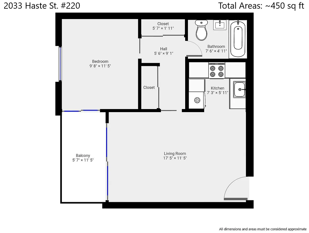 Floor plan One Bedroom Interior Balcony