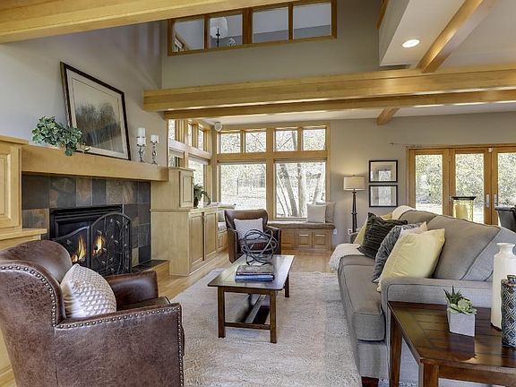 Enjoy relaxing next to the cozy fireplace on a cold winter night.