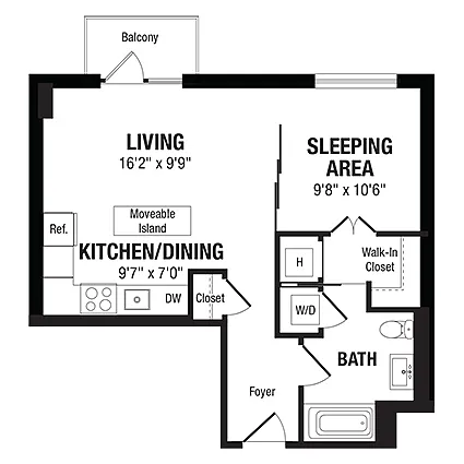 Floor plan 1 Bed/1 Bath-A4