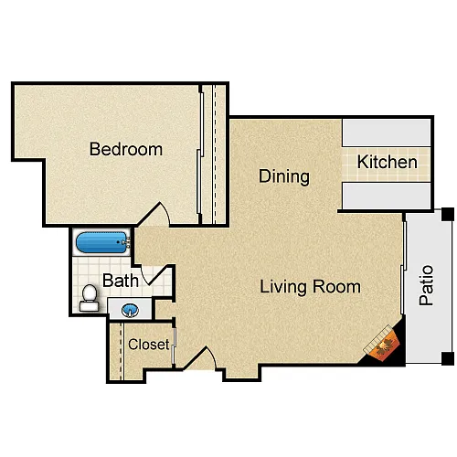 Floor plan 1BR 1BA - FLOOR PLAN H - 972 HILGARD