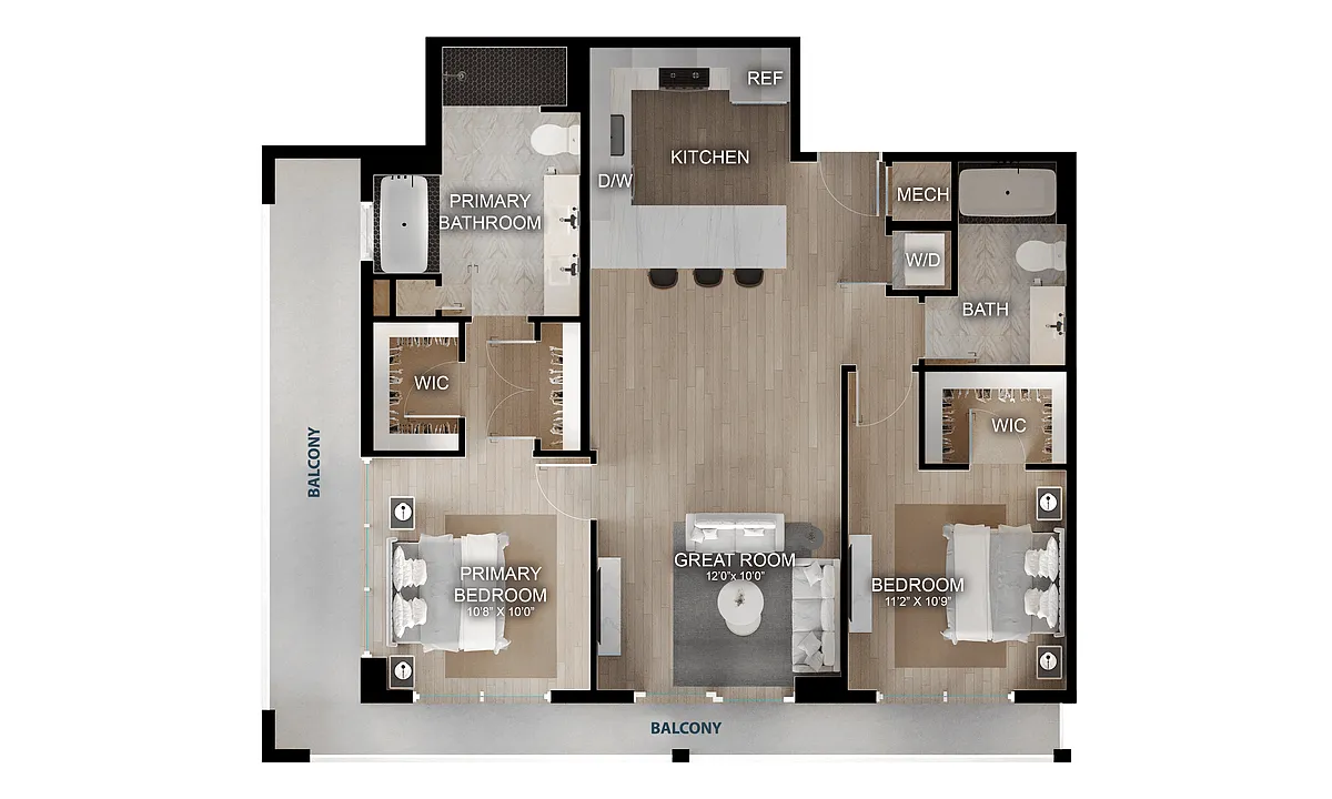 Floor plan 2 Bed/2 Bath-C2