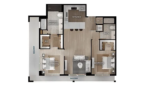 Floor plan 2 Bed/2 Bath-C2