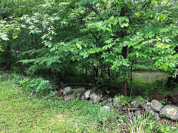 creek along right side house