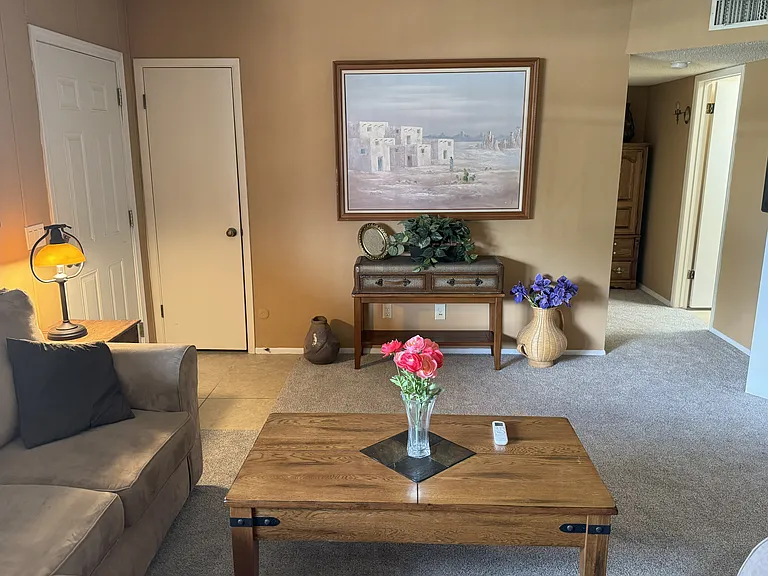Living area facing front door