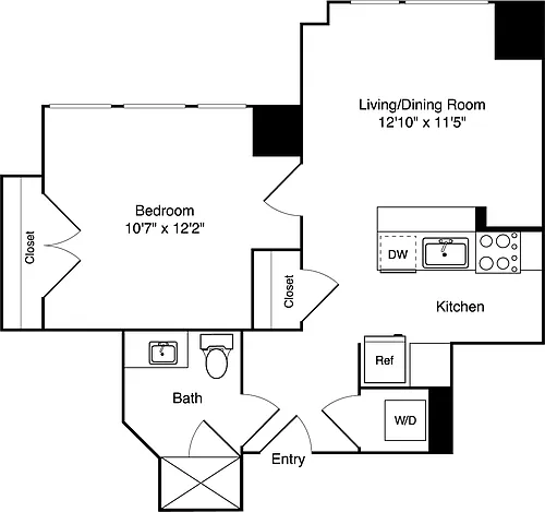 Floor plan 1 Bedroom L