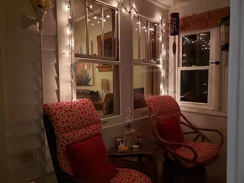 3 season front porch with shoe storage.