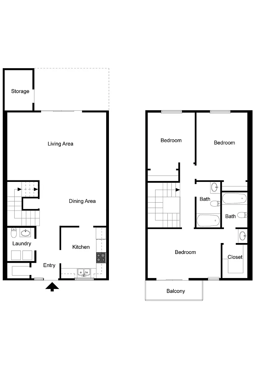 Floor plan 3 Bedroom Townhome October 1st