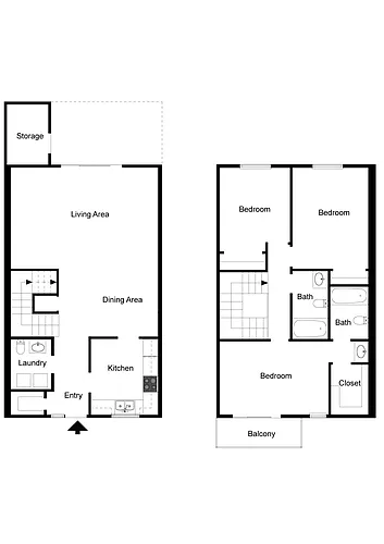 Floor plan 3 Bedroom Townhome January 1st