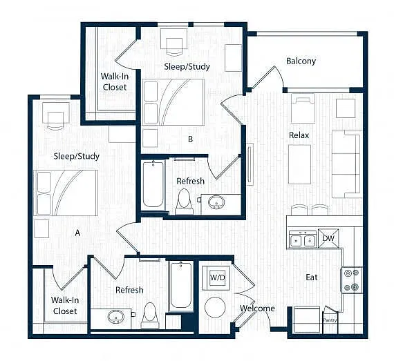 Floor plan B1 Pricing Per Bed