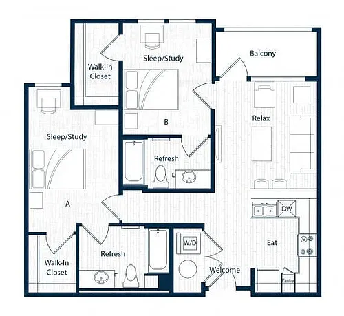 Floor plan B1 Pricing Per Bed