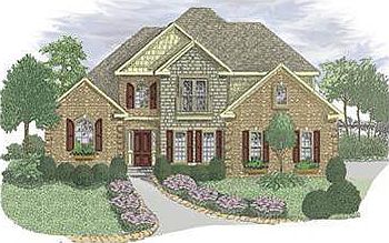 The rendering shows the house with a side entry but this one will have a front entry garage.