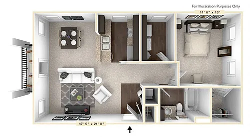 Floor plan The Napa 1 BR 1 BA