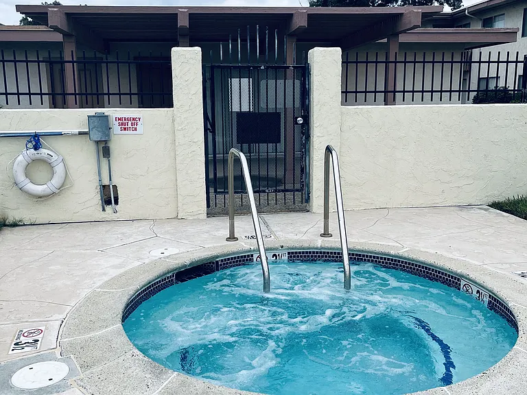 Private spa area at Plaza Verde Apartments in Escondido, California.