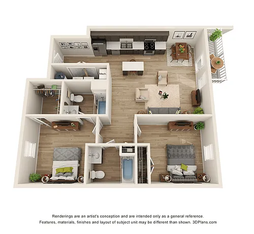 Floor plan 2 Bedroom First Level