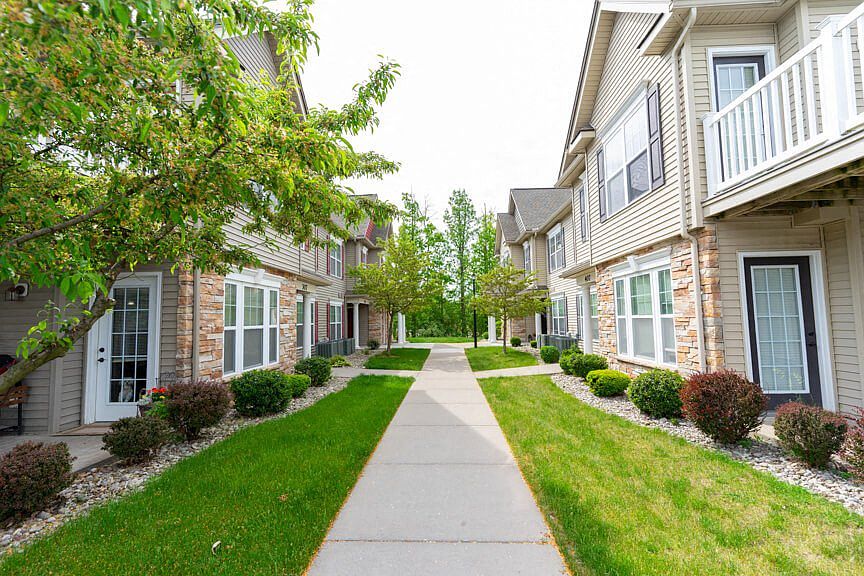 Walkway between apartment buildings
