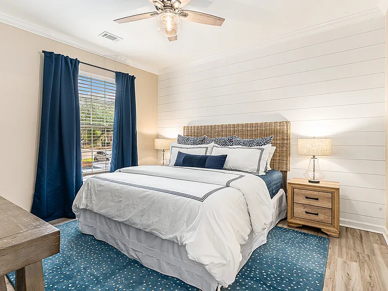 Bedroom 1 with king bed, Smart TV, and ensuite bathroom