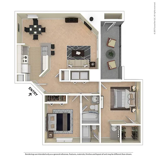 Floor plan Two Bedroom with Two Bath