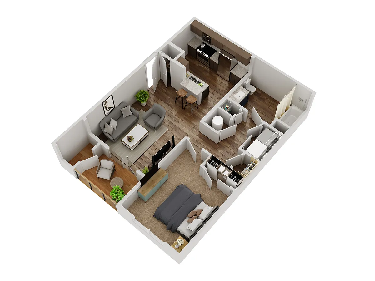 Floor plan 1X1 U