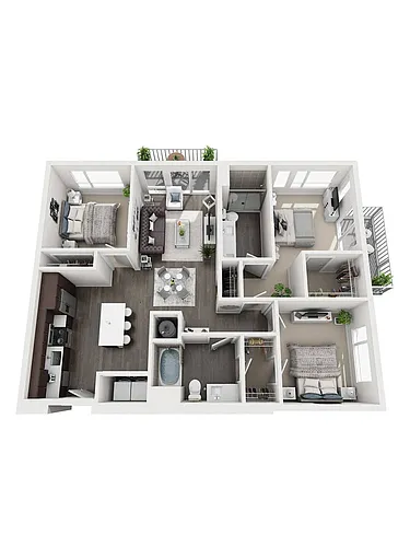 Floor plan 3 Bedroom C1 | 2 Bath