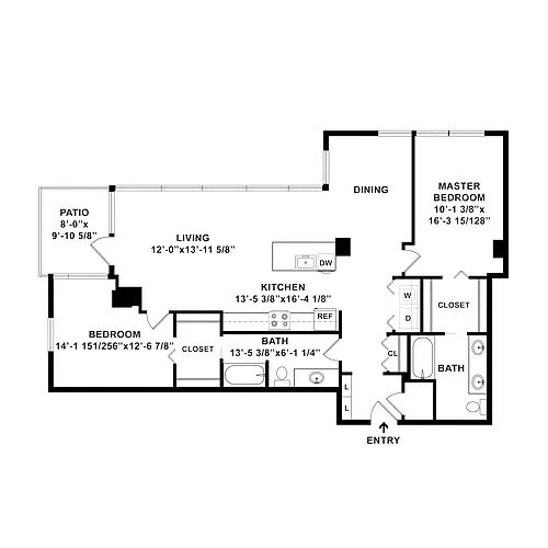 Floor plan 2 Bed/2 Bath-b8.2