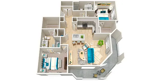 Floor plan B6 1244sf 2/2