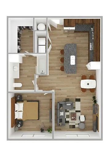 Floor plan 1X1 (A-1; Type B)