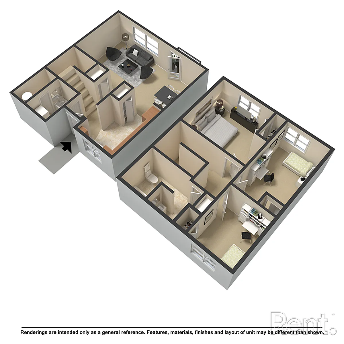 Floor plan Three Bedroom Apartrment
