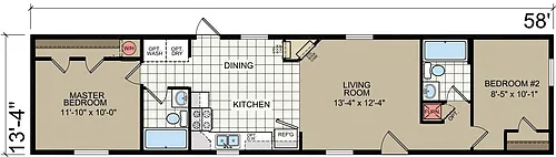 Floor plan Two Bedroom Two Bathroom Home