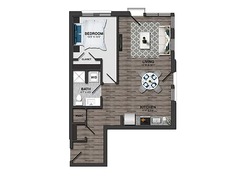 Floor plan 1 Bed/1 Bath 60%-1J (m254aa21)