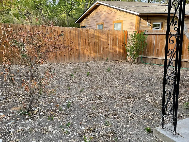 Large fenced backyard