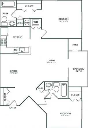 Two Bedroom Two Bath (937 SF) Two Bedroom Two Bath (937 SF)