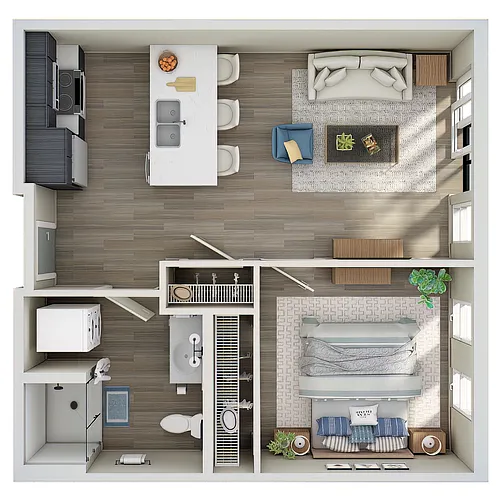 Floor plan 1 Bed, 1 Bath - MFTE - B